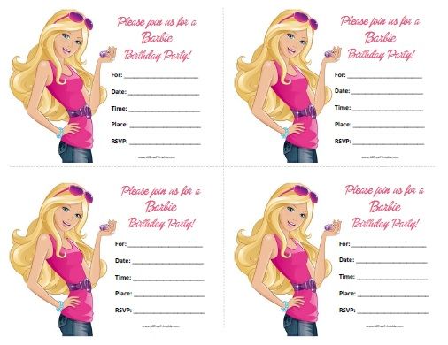 free printable birthday invitations barbie