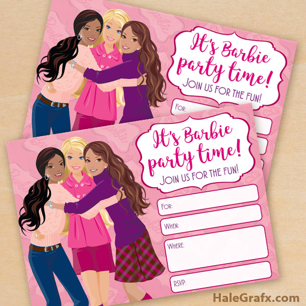 free printable birthday invitations barbie