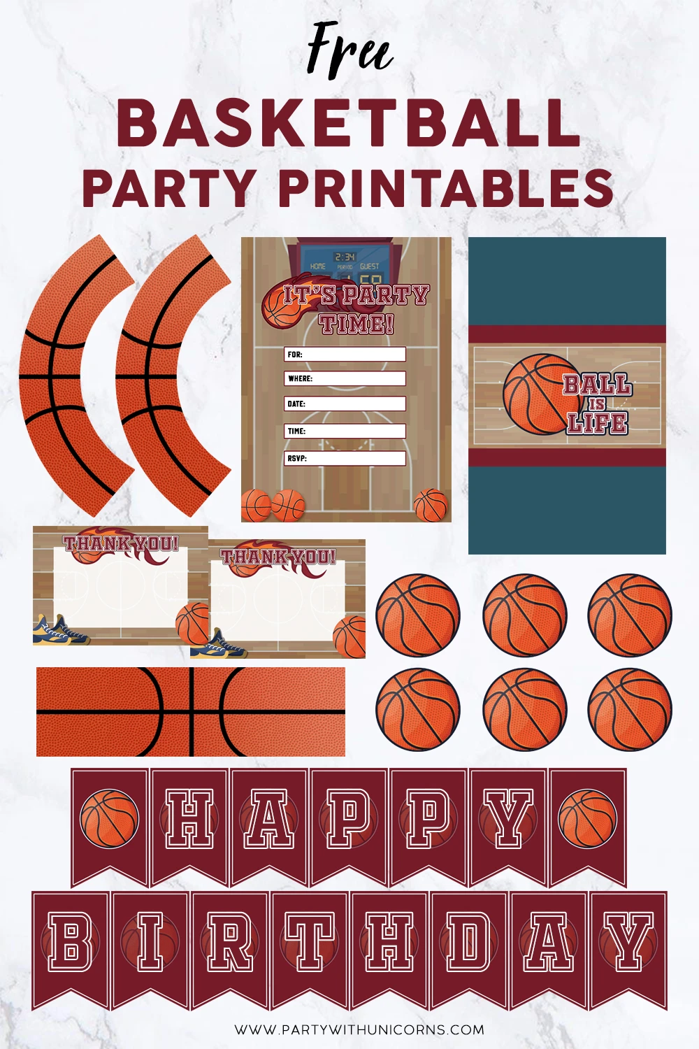 Free Basketball Party Printables - Party with Unicorns