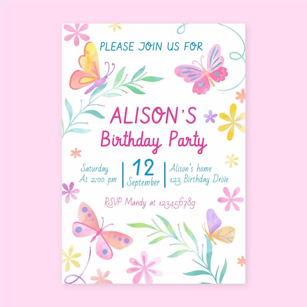 free printable birthday invitations butterfly