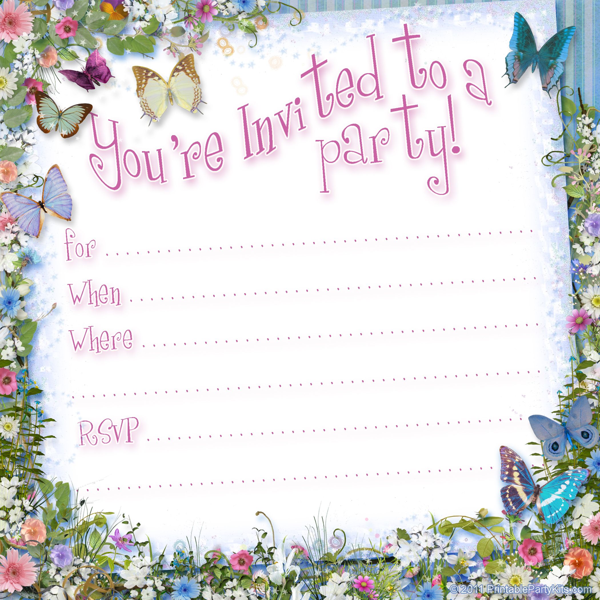 free printable birthday invitations butterfly