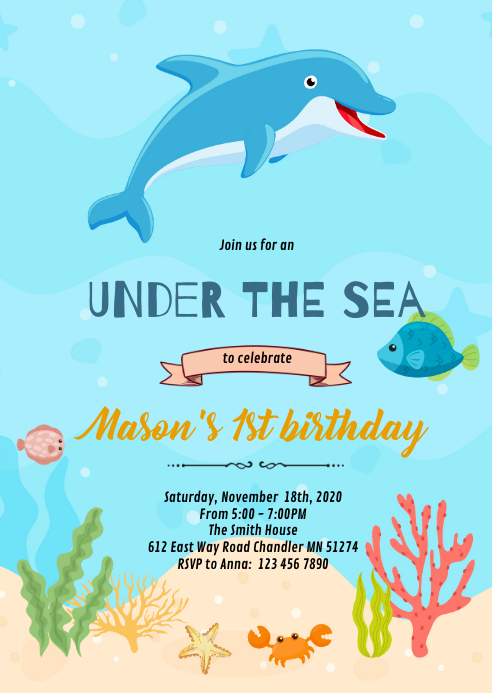 free printable birthday invitations dolphins
