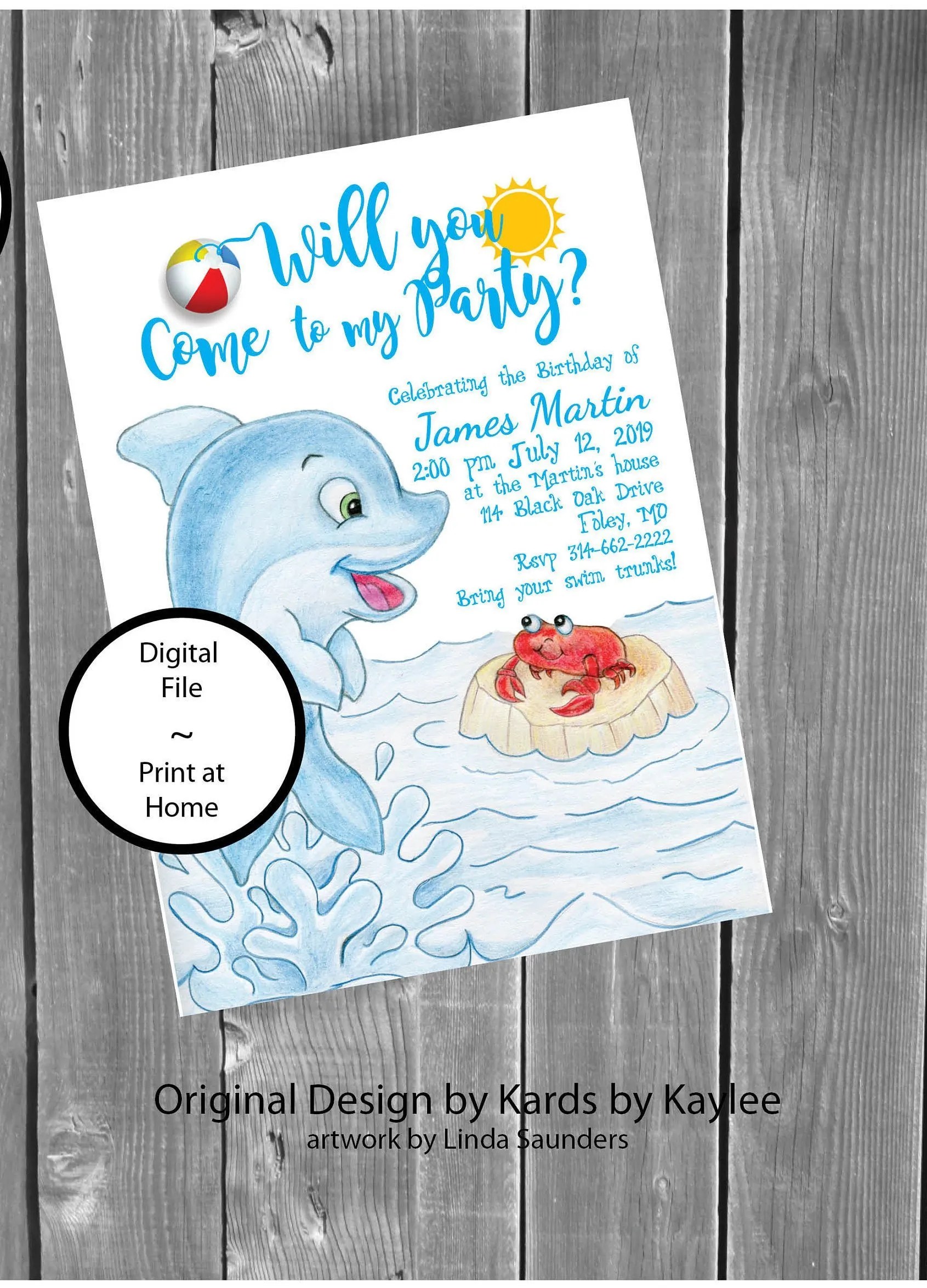 free printable birthday invitations dolphins