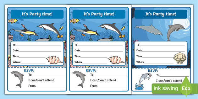 FREE! - Dolphin Themed Party Invitations (teacher made)