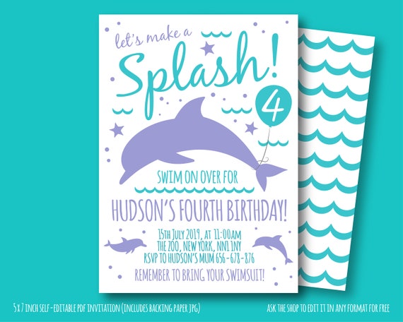 free printable birthday invitations dolphins