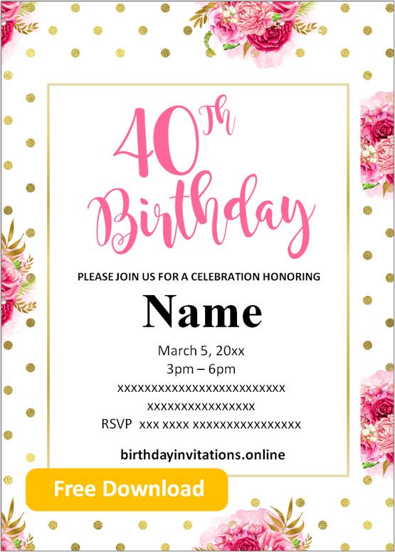 free printable birthday invitations for her