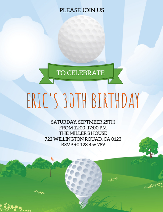 GOLF birthday invitation card TEMPLATE | PosterMyWall