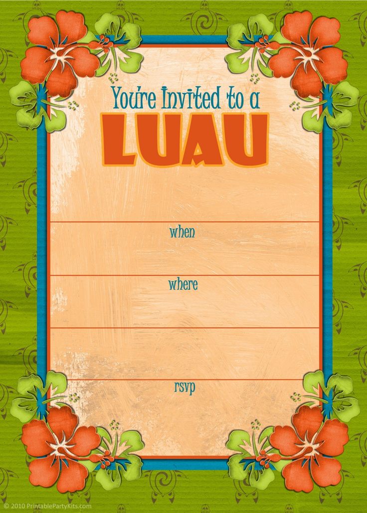 free printable birthday invitations luau