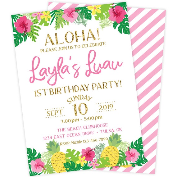 free printable birthday invitations luau