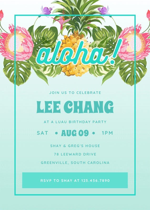 free printable birthday invitations luau