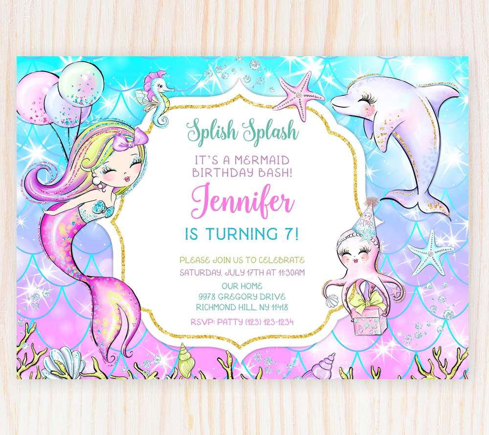 free printable birthday invitations mermaid