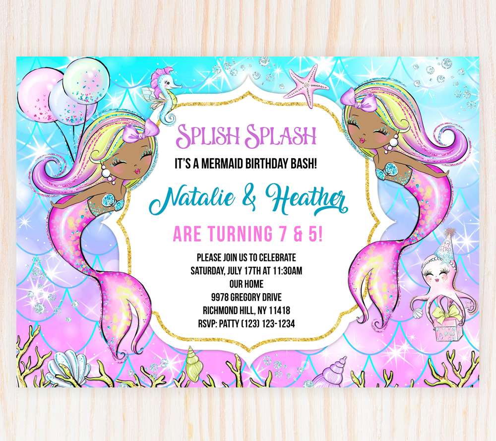 FREE Printable) - Watercolor Mermaid Birthday Invitation Templates ... - Worksheets Library free-printable-watercolor-mermaid-birthday-invitation-templates-worksheets-library