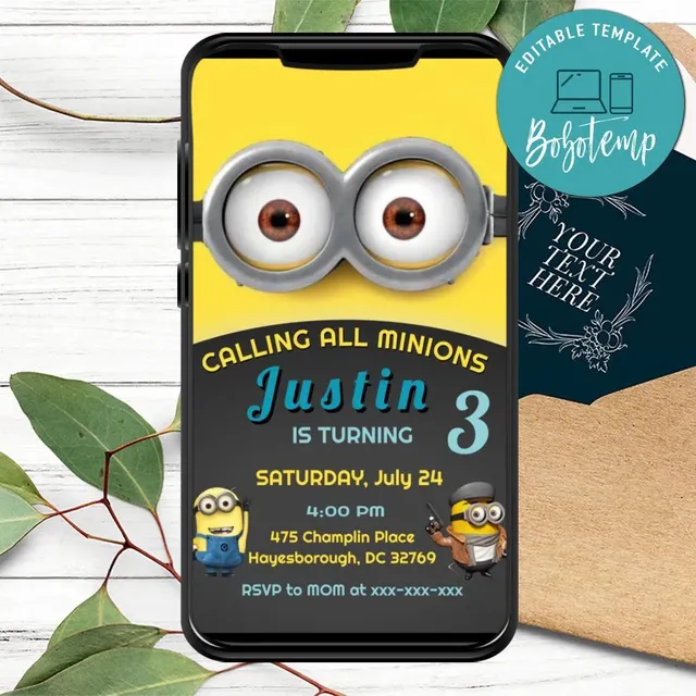 free printable birthday invitations minions