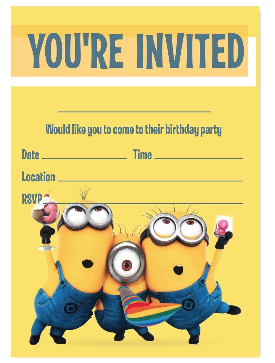 MINIONS INVITATIONS DESPICABLE ME BIRTHDAY PARTY INVITES GIRLS BOYS CHILDREN