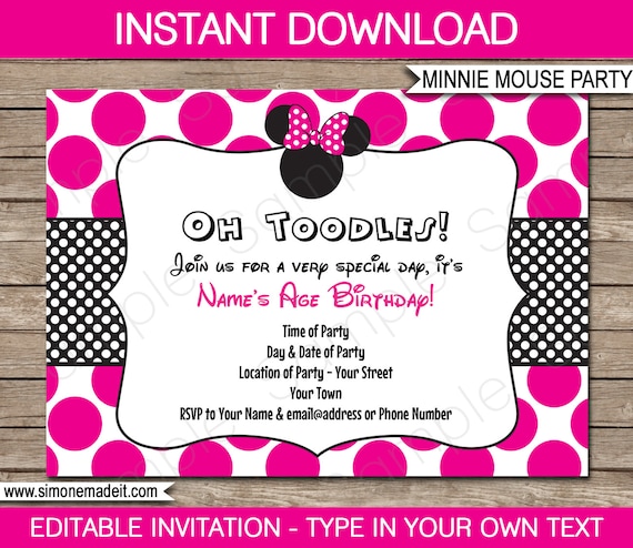 free printable birthday invitations minnie mouse