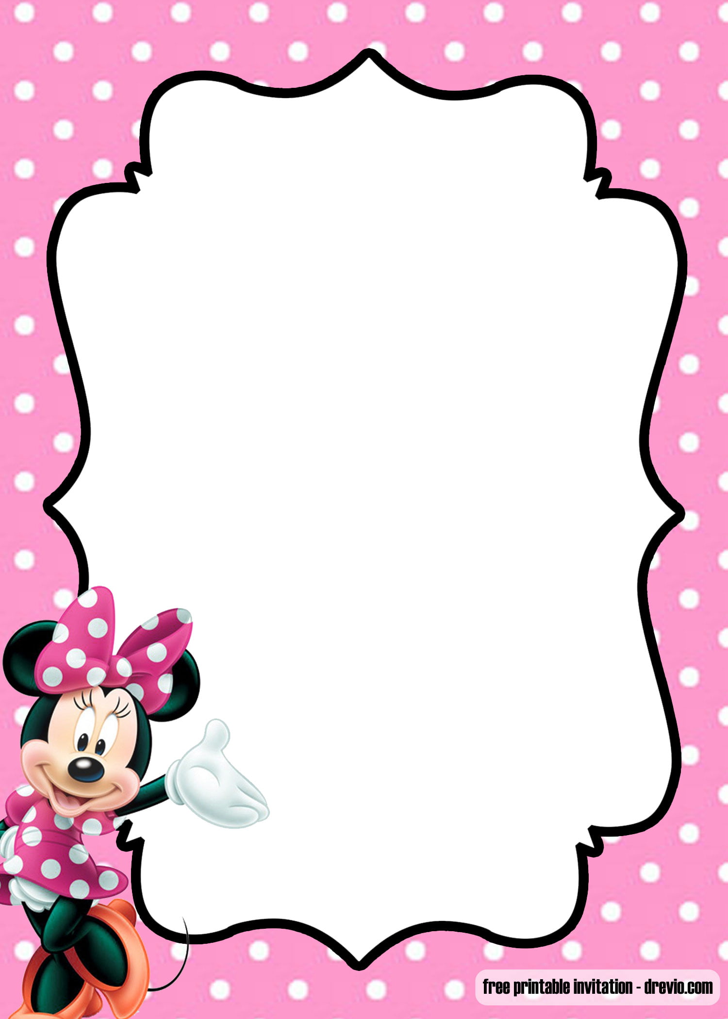 FREE Minnie Mouse Kids Polkadot Invitation Templates - Download ...
