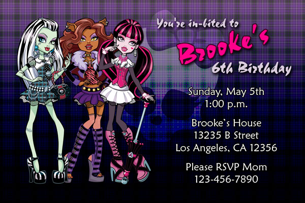 free printable birthday invitations monster high