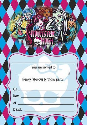 free printable birthday invitations monster high