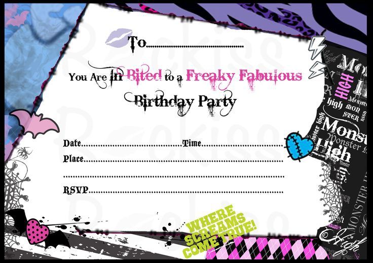 free printable birthday invitations monster high