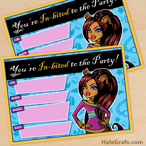 free printable birthday invitations monster high