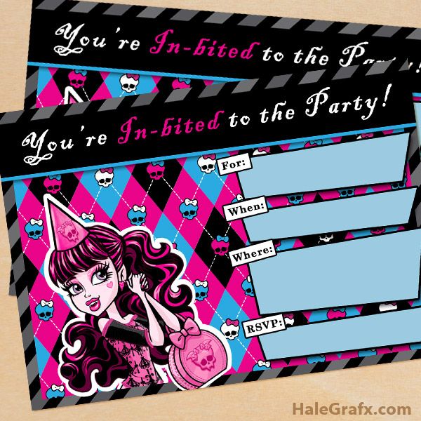free printable birthday invitations monster high
