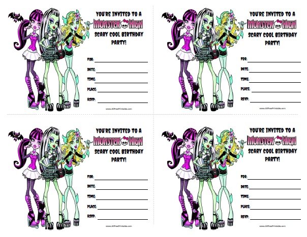 free printable birthday invitations monster high
