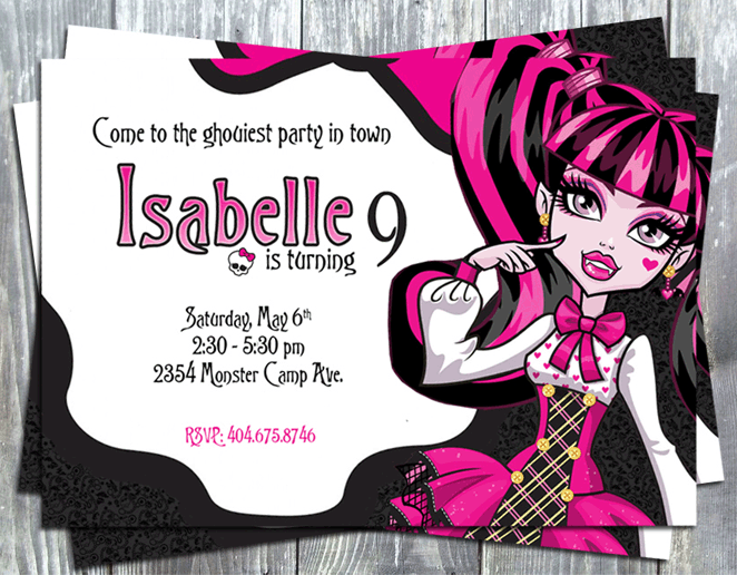 free printable birthday invitations monster high