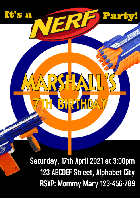 free printable birthday invitations nerf