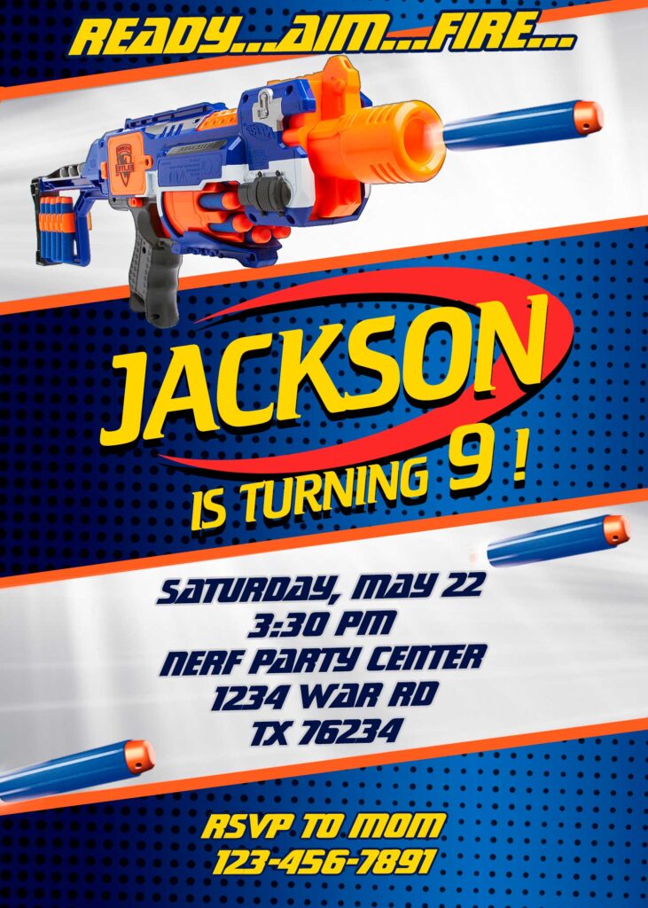 free printable birthday invitations nerf