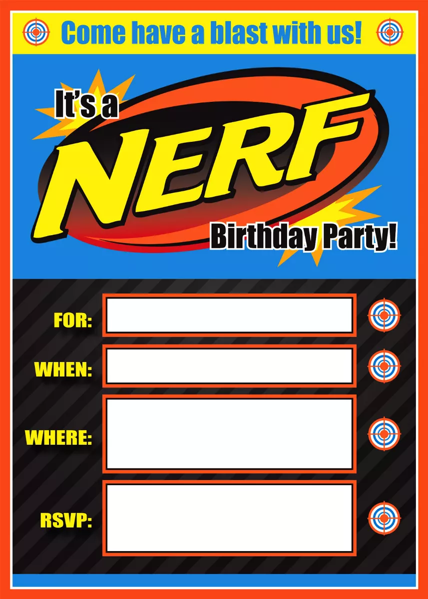 free printable birthday invitations nerf