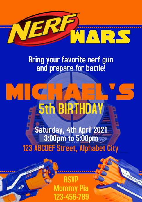 free printable birthday invitations nerf