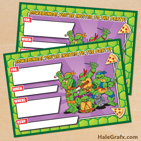 FREE Printable Retro TMNT Ninja Turtle Birthday Invitation