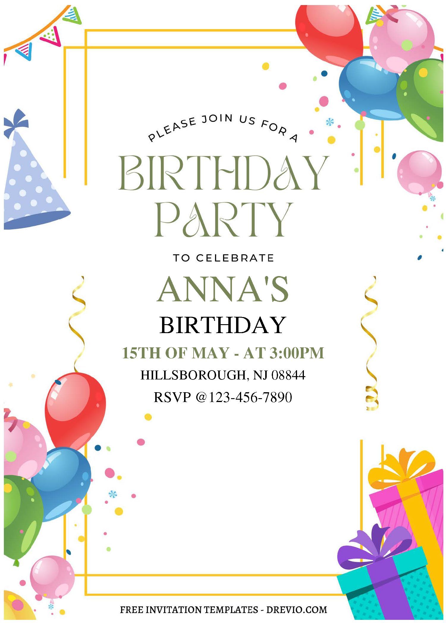 Free Editable PDF Lovely Kids Birthday Party Invitation Templates Free Editable PDF Lovely Kids Birthday Party Invitation Templates
