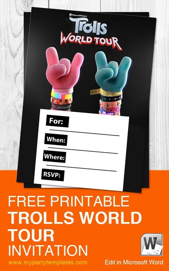 free printable birthday invitations trolls