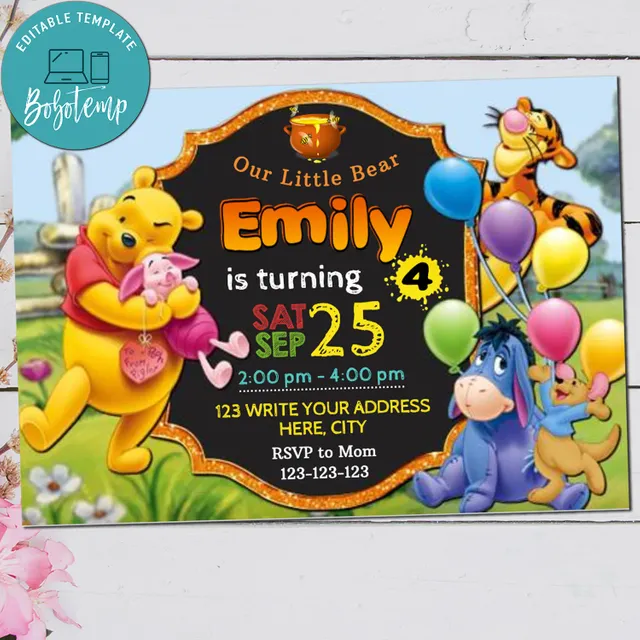 free printable birthday invitations winnie the pooh