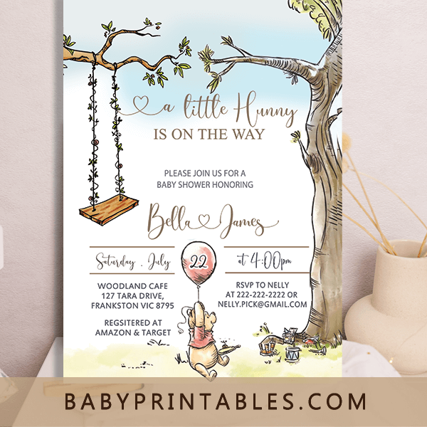 Classic Winnie The Pooh Baby Shower Invites, Gender Neutral - D294 ...