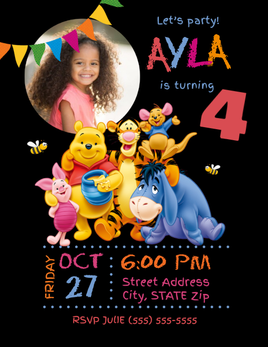 Winnie the Pooh Birthday Invitation Template | PosterMyWall