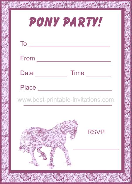 free printable birthday invitations with horses