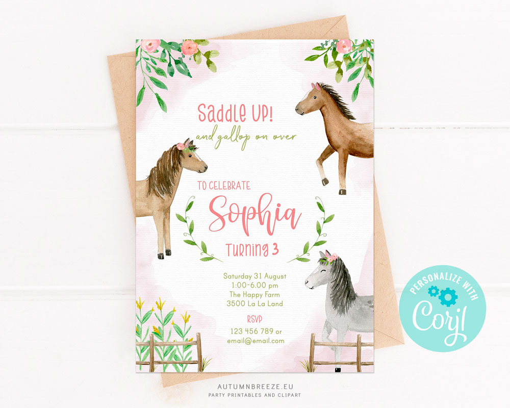 free printable birthday invitations with horses