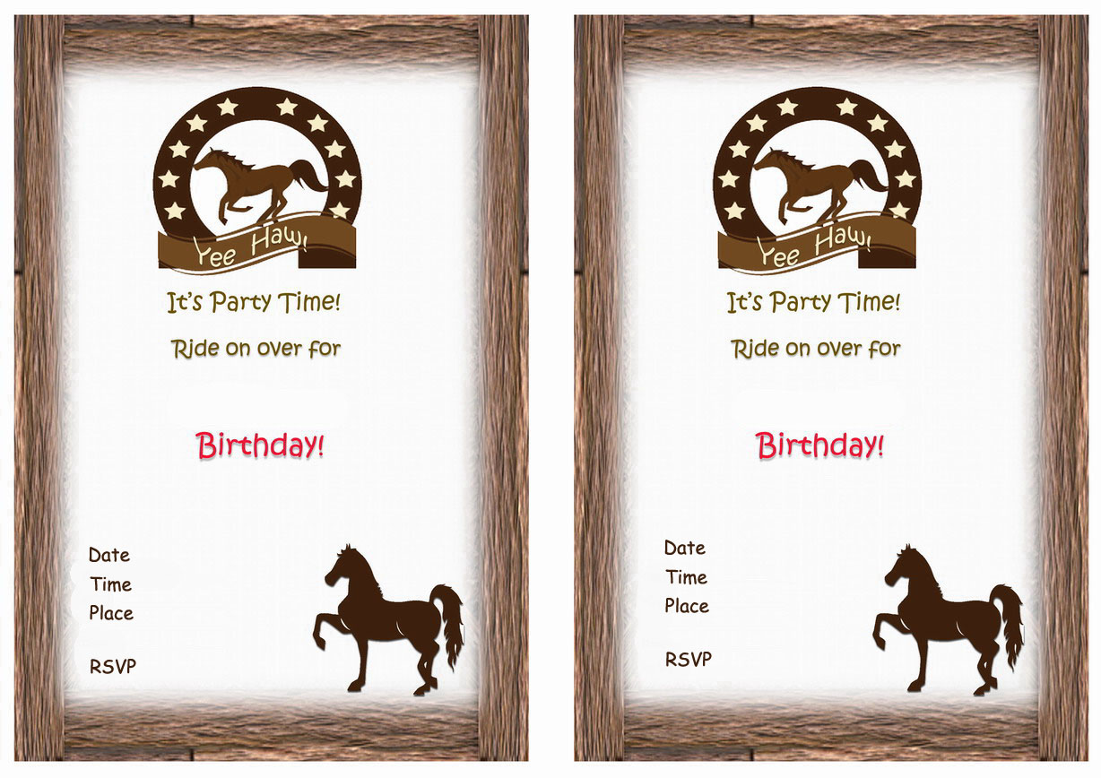 free printable birthday invitations with horses