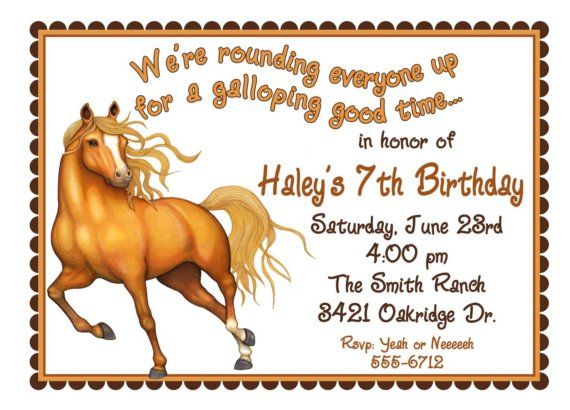 free printable birthday invitations with horses