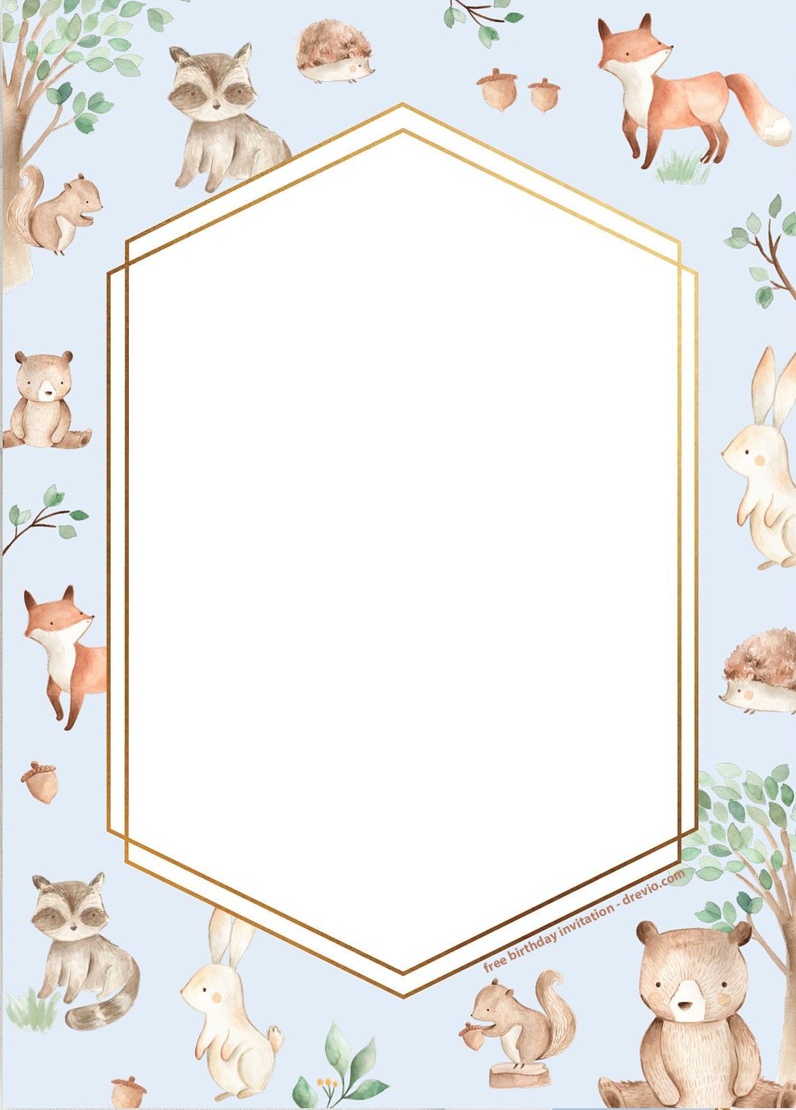 free printable birthday invitations woodland