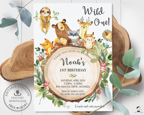 free printable birthday invitations woodland