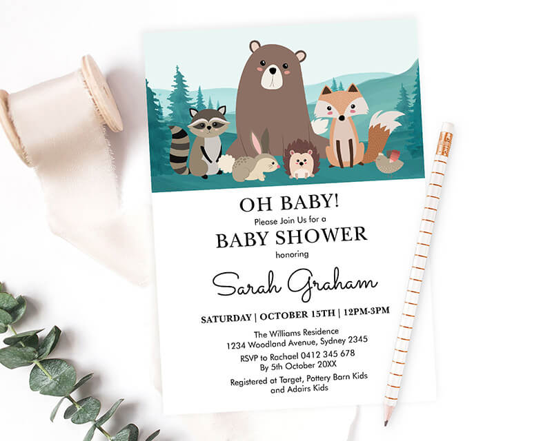 free printable birthday invitations woodland