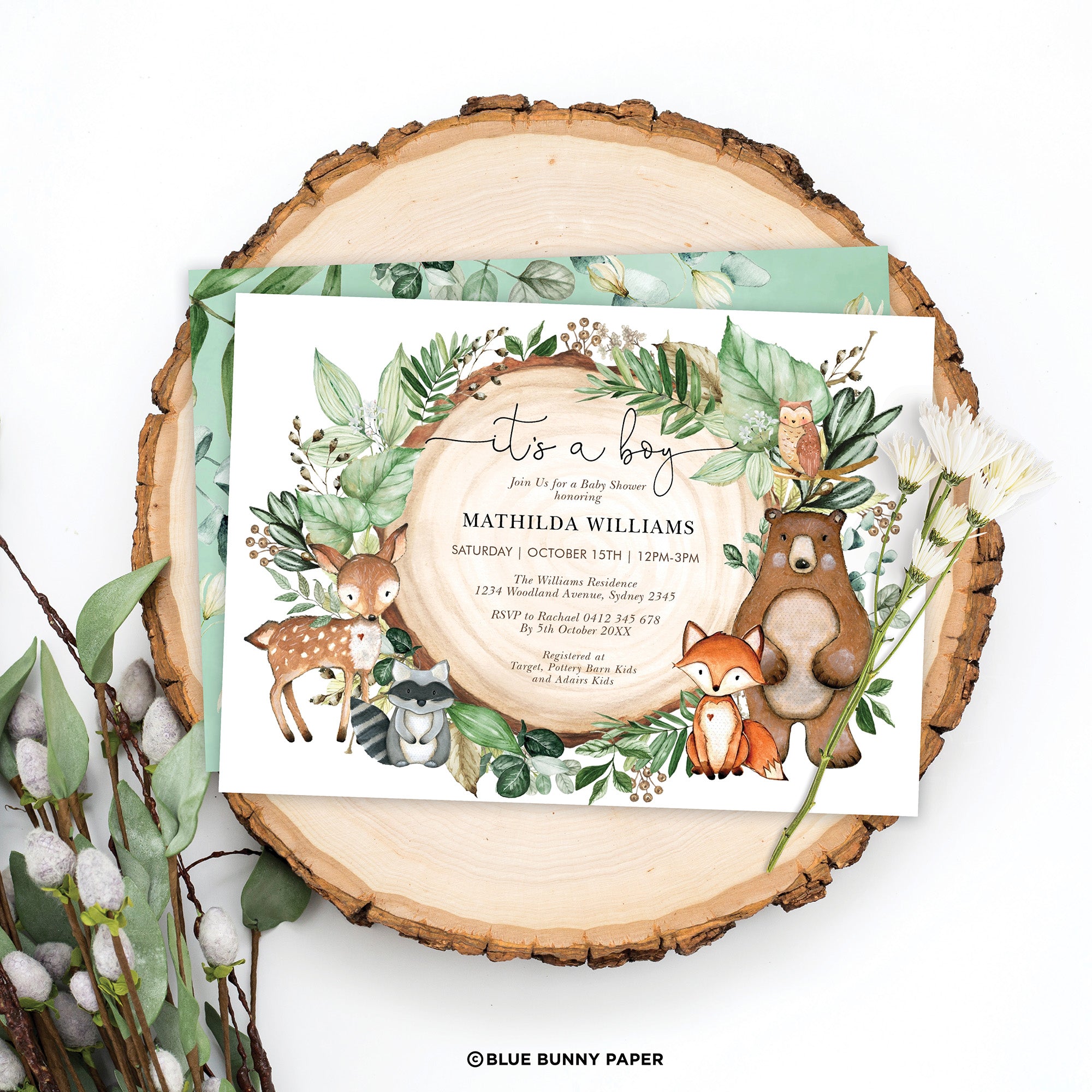 free printable birthday invitations woodland