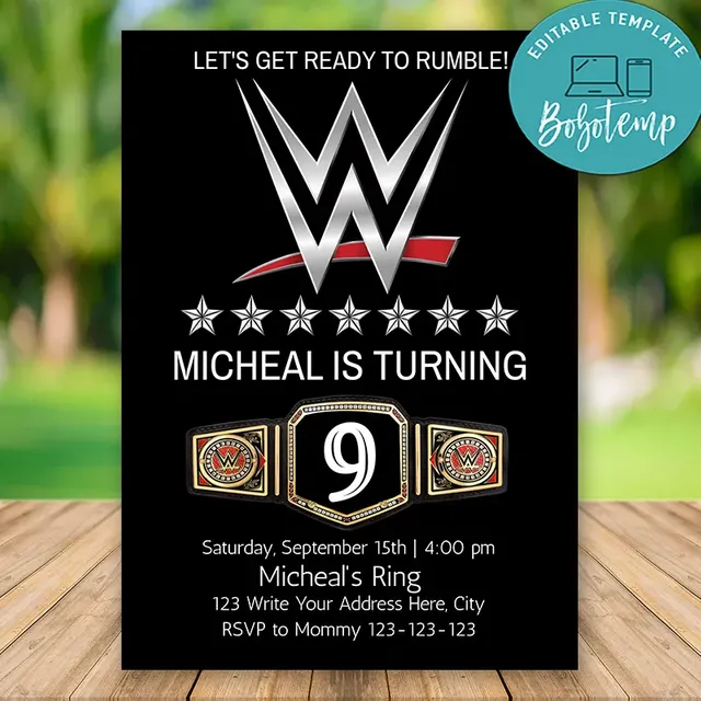 free printable birthday invitations wwe