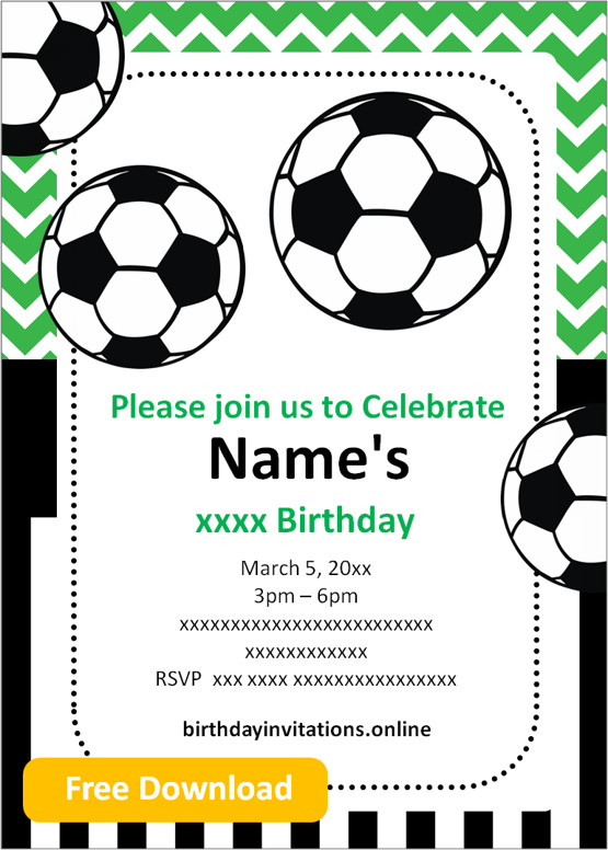 free printable birthday party invitations soccer