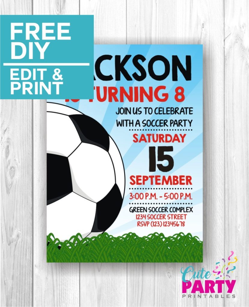 free printable birthday party invitations soccer