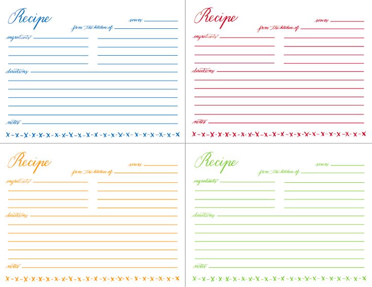 free printable blank recipe cards 4x6
