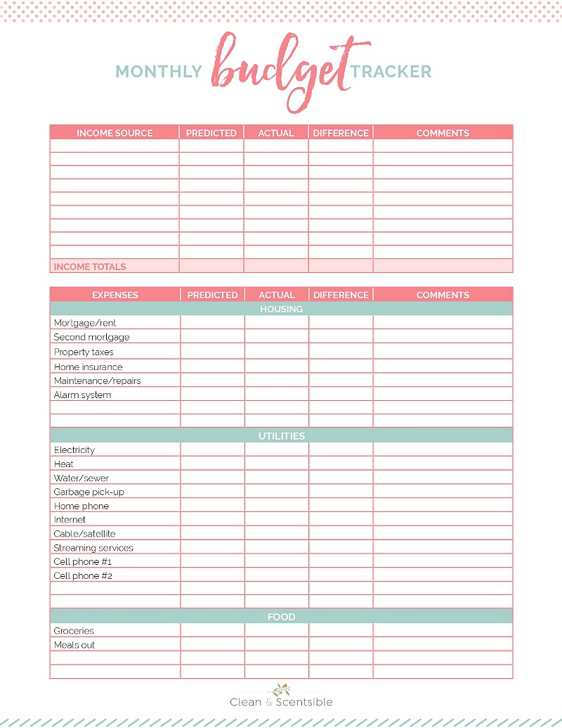 free printable budget books